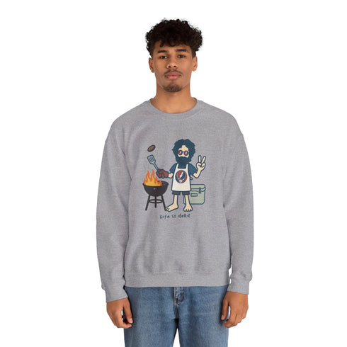 Grateful Dead - Grillin' Jerry | Life is dead. Crewneck Sweatshirt - StealieShop